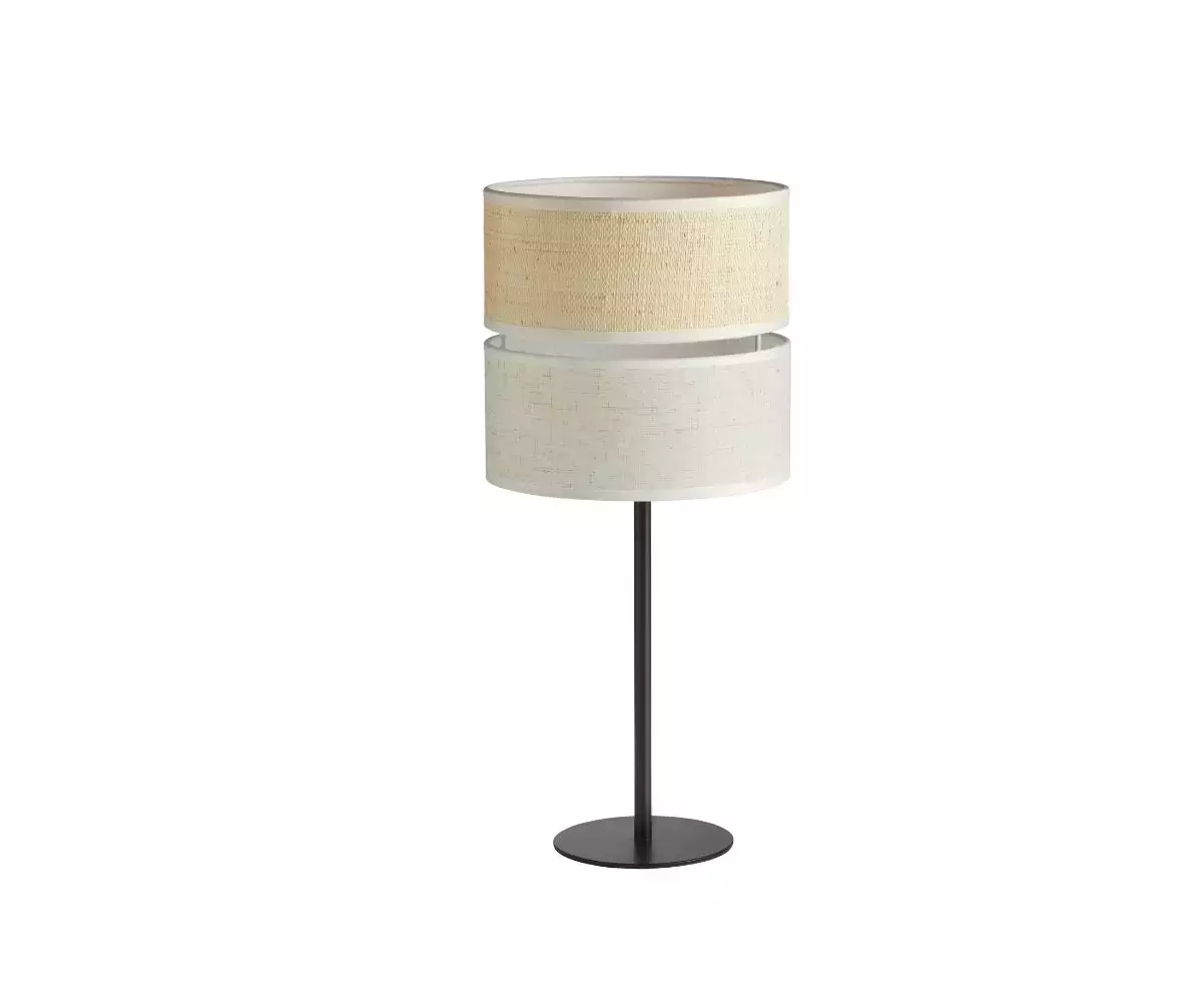 Lampe à poser Sisia coloris noir et lin a un look contemporain Lampe à poser Sisia coloris noir et lin a un look contemporain
