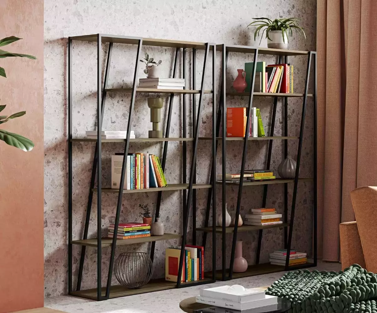 Bibliothèque Albi est faite de bois et de métal Bibliothèque Albi est faite de bois et de métal