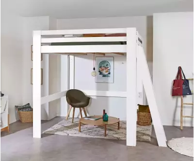 Lit mezzanine 200x200 cm Palomar couleur blanc