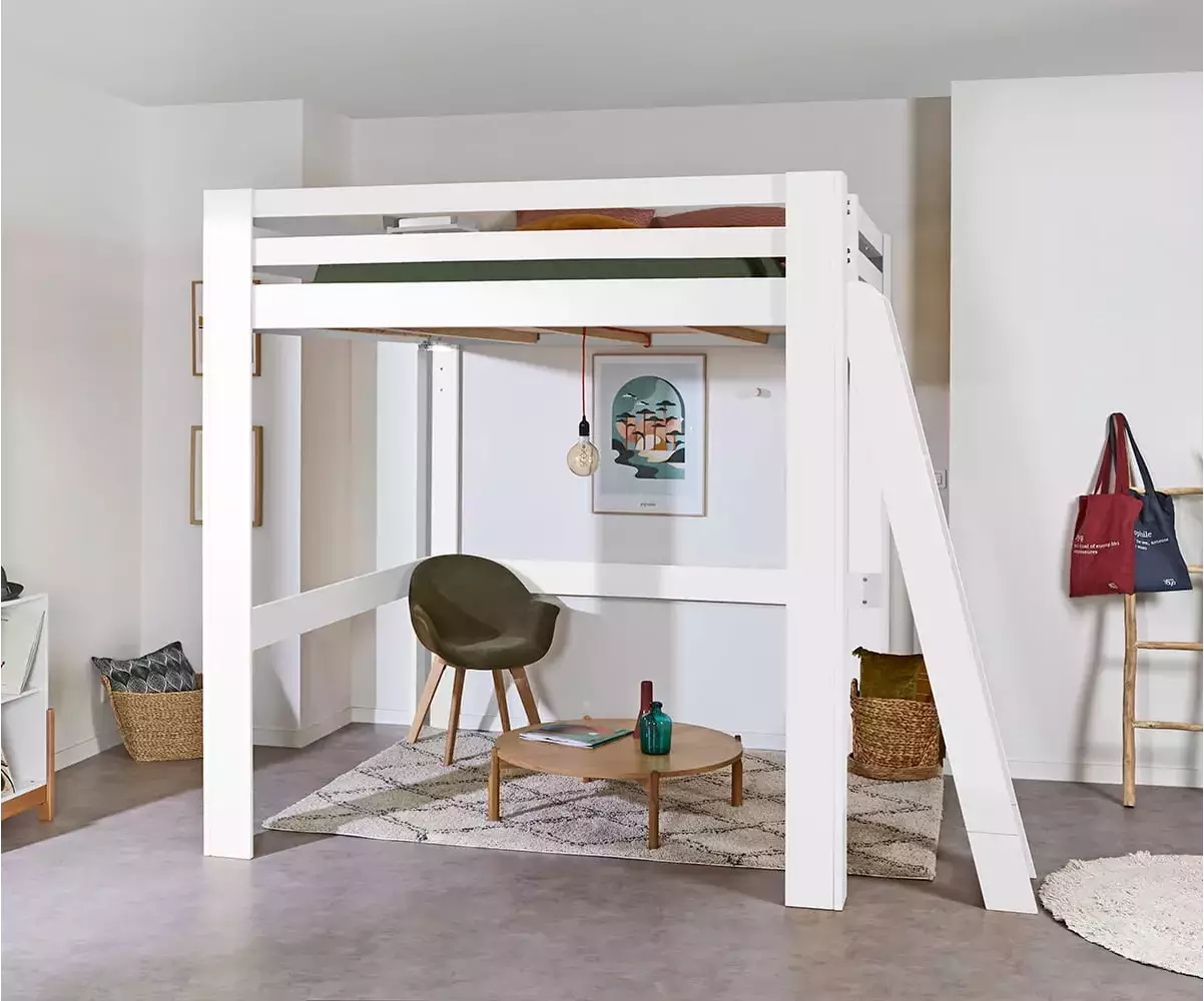 Lit mezzanine 200x200 cm Palomar couleur blanc Lit mezzanine 200x200 cm Palomar couleur blanc