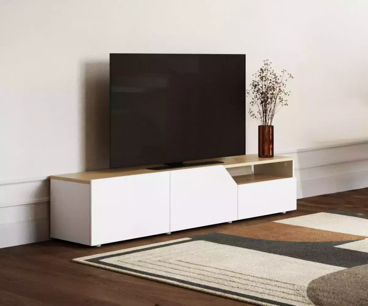 Meuble TV Vérone est muni de plusieurs étagères Meuble TV Vérone est muni de plusieurs étagères