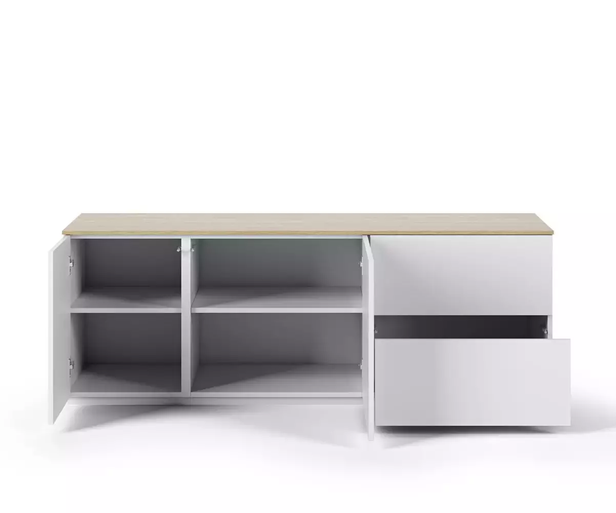 Meuble TV avec tiroirs Combray offre un espace de rangement généreux Meuble TV avec tiroirs Combray offre un espace de rangement généreux