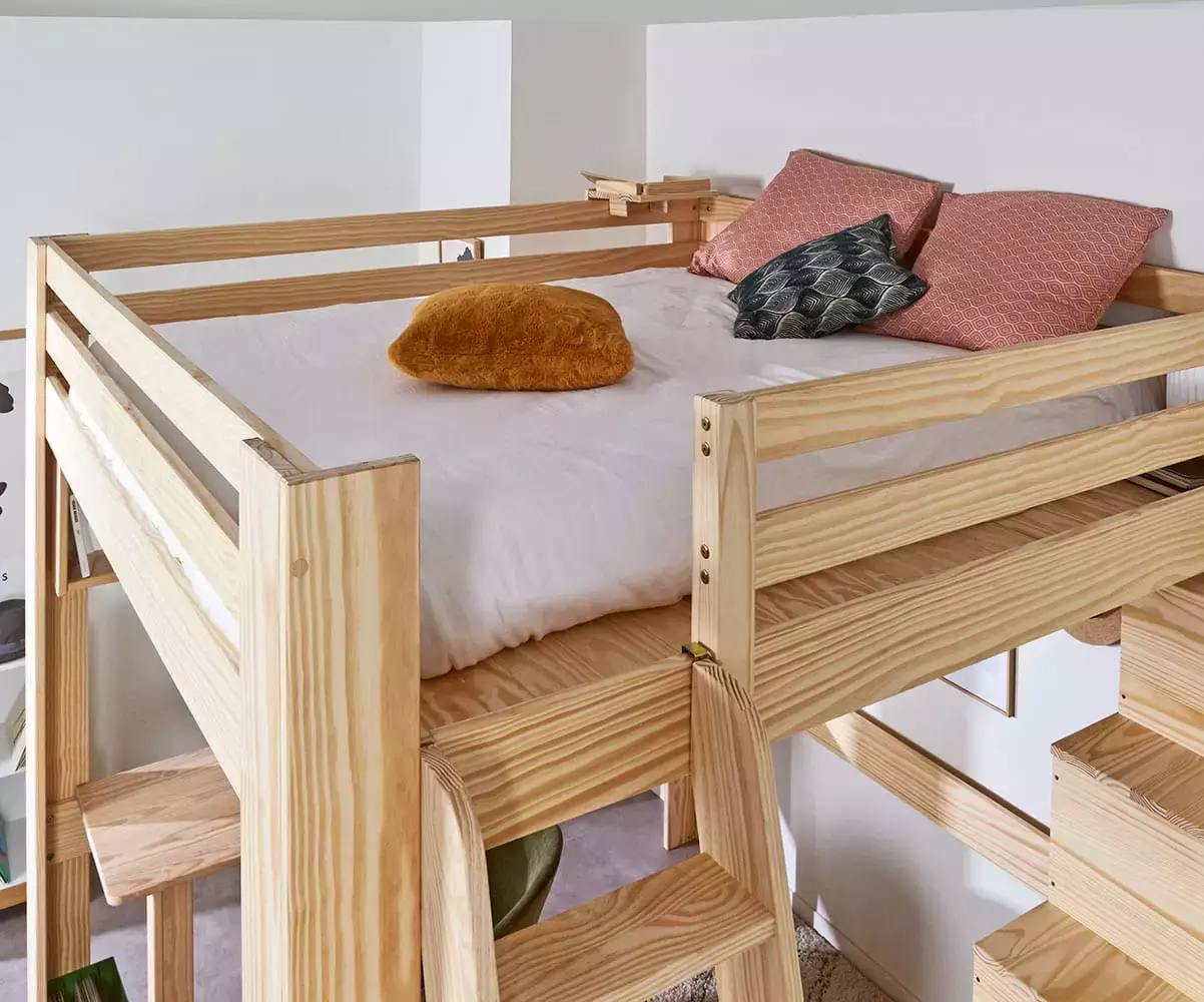Grand lit mezzanine Palomar 200x200 bois Grand lit mezzanine Palomar 200x200 bois
