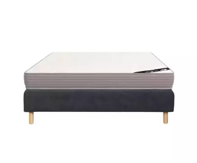 Sommier tapissier double bleu avec matelas Havel