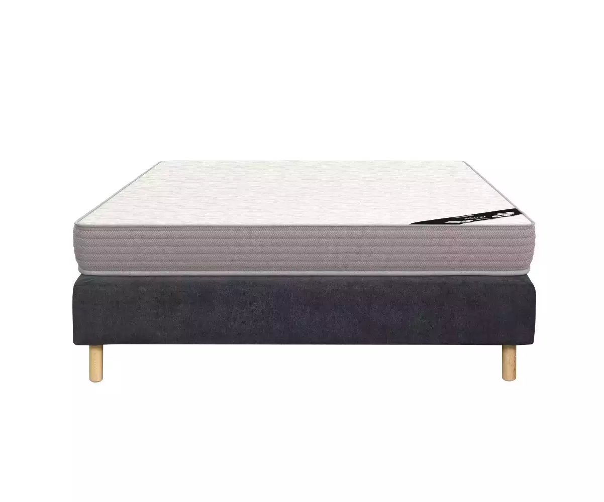 Sommier tapissier double bleu avec matelas Havel Sommier tapissier double bleu avec matelas Havel