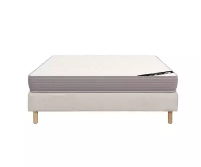 Sommier tapissier double écru avec matelas Havel