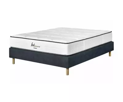 Sommier tapissier Senesi bleu avec matelas Maélia