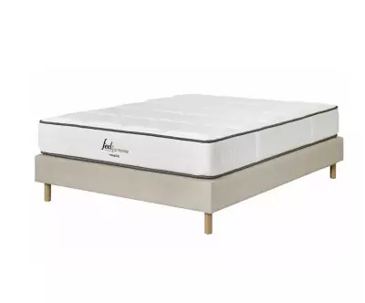 Sommier tapissier Senesi écru avec matelas Maélia