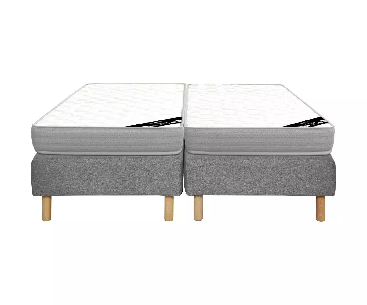 Ensemble sommier Senesi gris avec matelas Elbe Ensemble sommier Senesi gris avec matelas Elbe