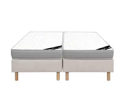 Ensemble Sommiers Senesi Ecru 1 place avec matelas Elbe