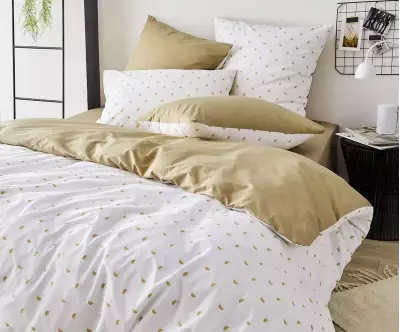 Parure de lit Sabbia blanc et beige
