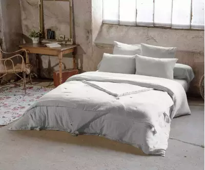 Parure de lit en gaze de coton gris clair Aven