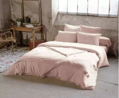 Parure de lit en gaze de coton rose Aven