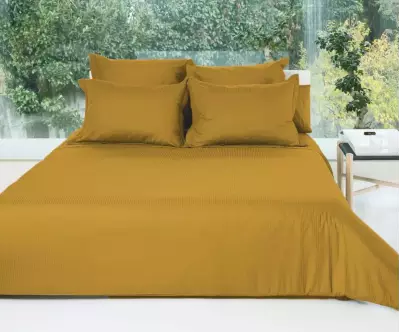 Housse de couette en satin de coton moutarde