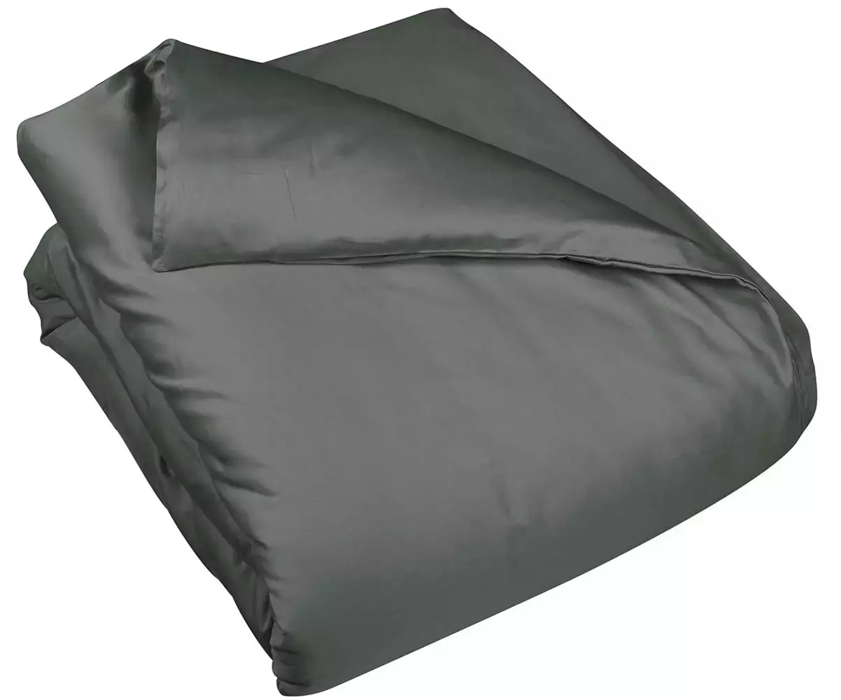 Housse de couette en satin de coton gris anthracite Housse de couette en satin de coton gris anthracite