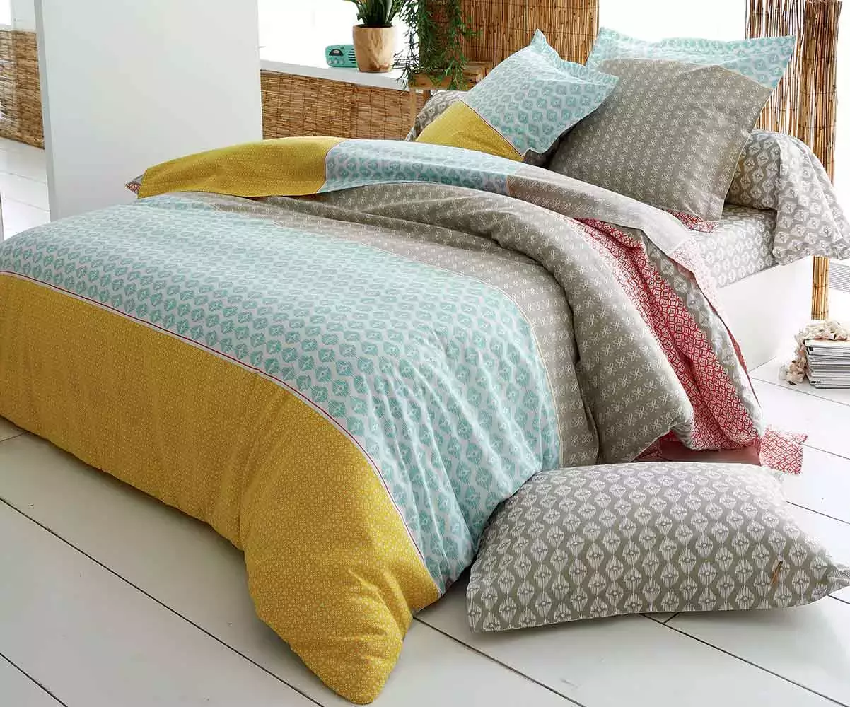 Détail housse de couette Rita jaune Détail housse de couette Rita jaune