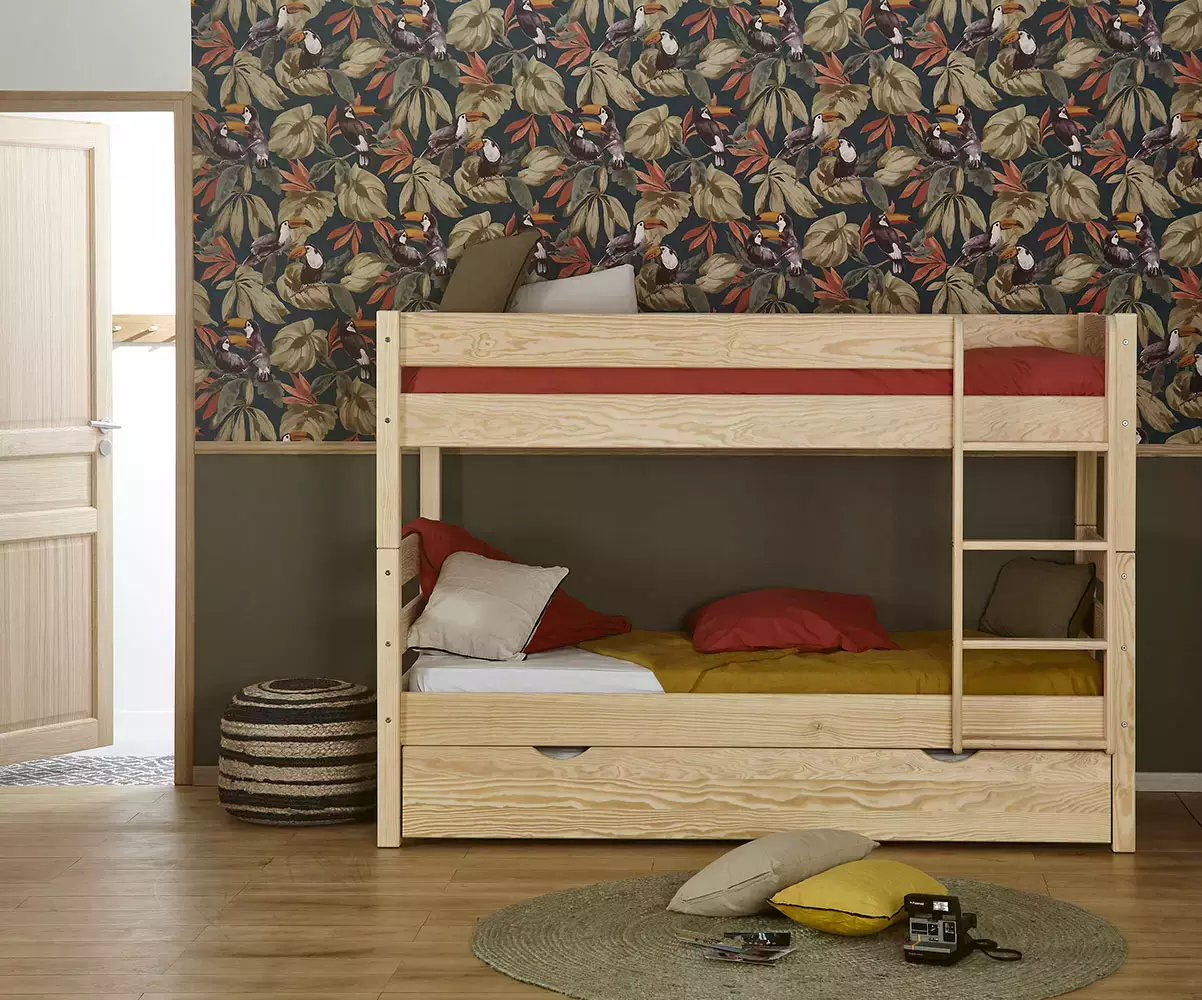 Lit superposé haut Écrin avec matelas et sommier gigogne Lit superposé haut Écrin avec matelas et sommier gigogne