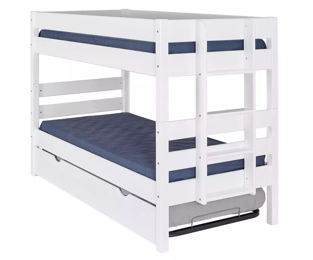 Lit superposé en bois avec échelle côté Lit superposé en bois avec échelle côté
