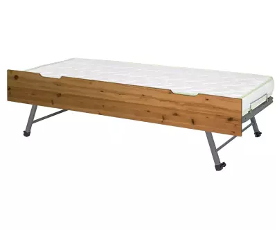 Sommier gigogne ciré miel (matelas en option)