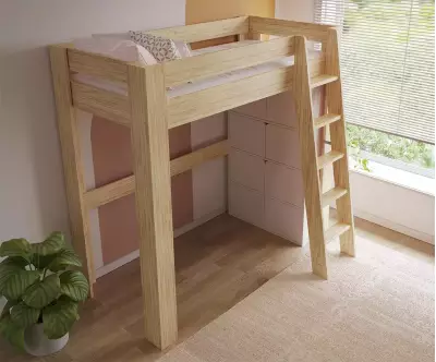 Etagère Fairview positionnée sous petit côté du lit mezzanine