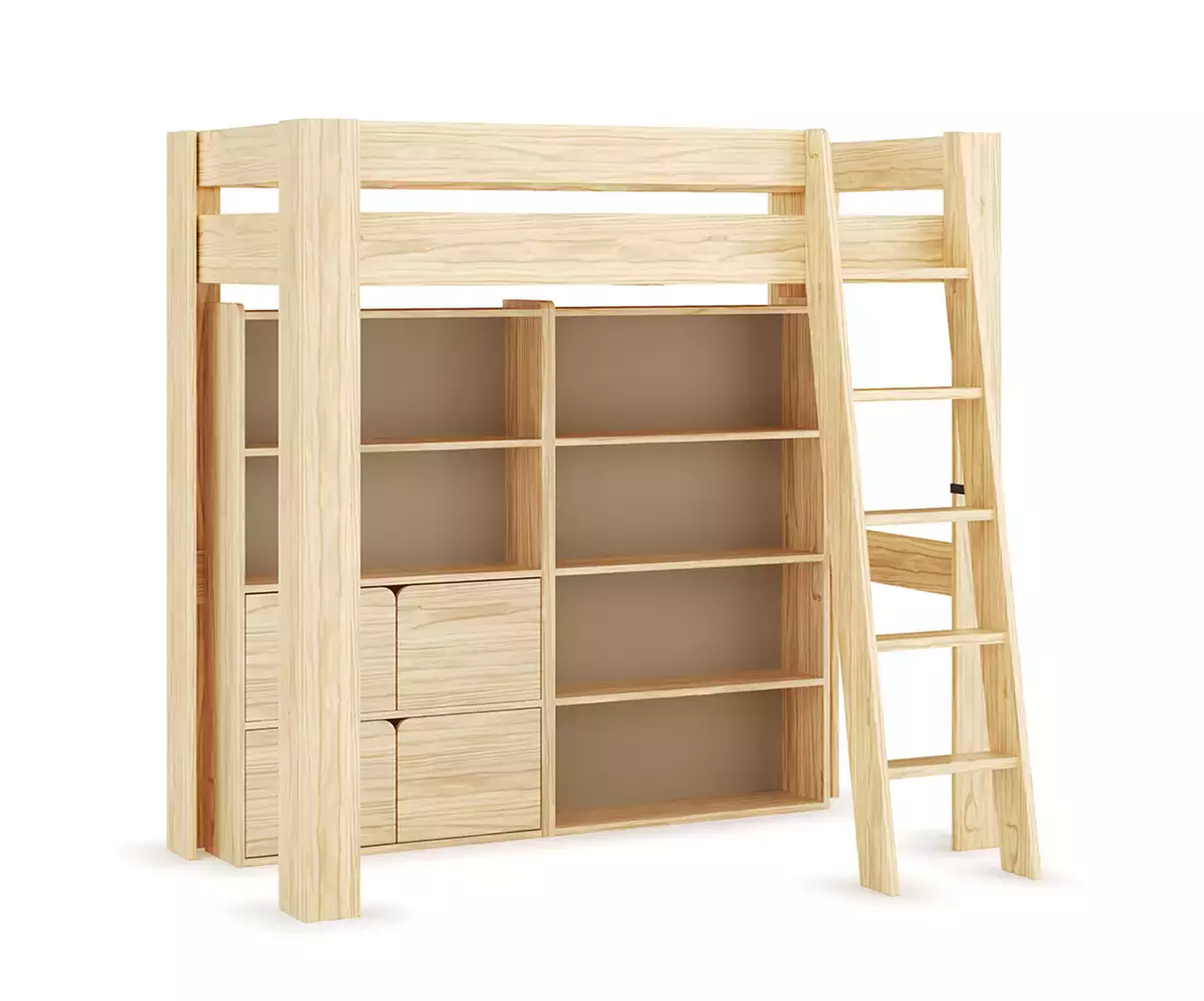 Etagères Fairview en bois naturel sous mezzanine 90