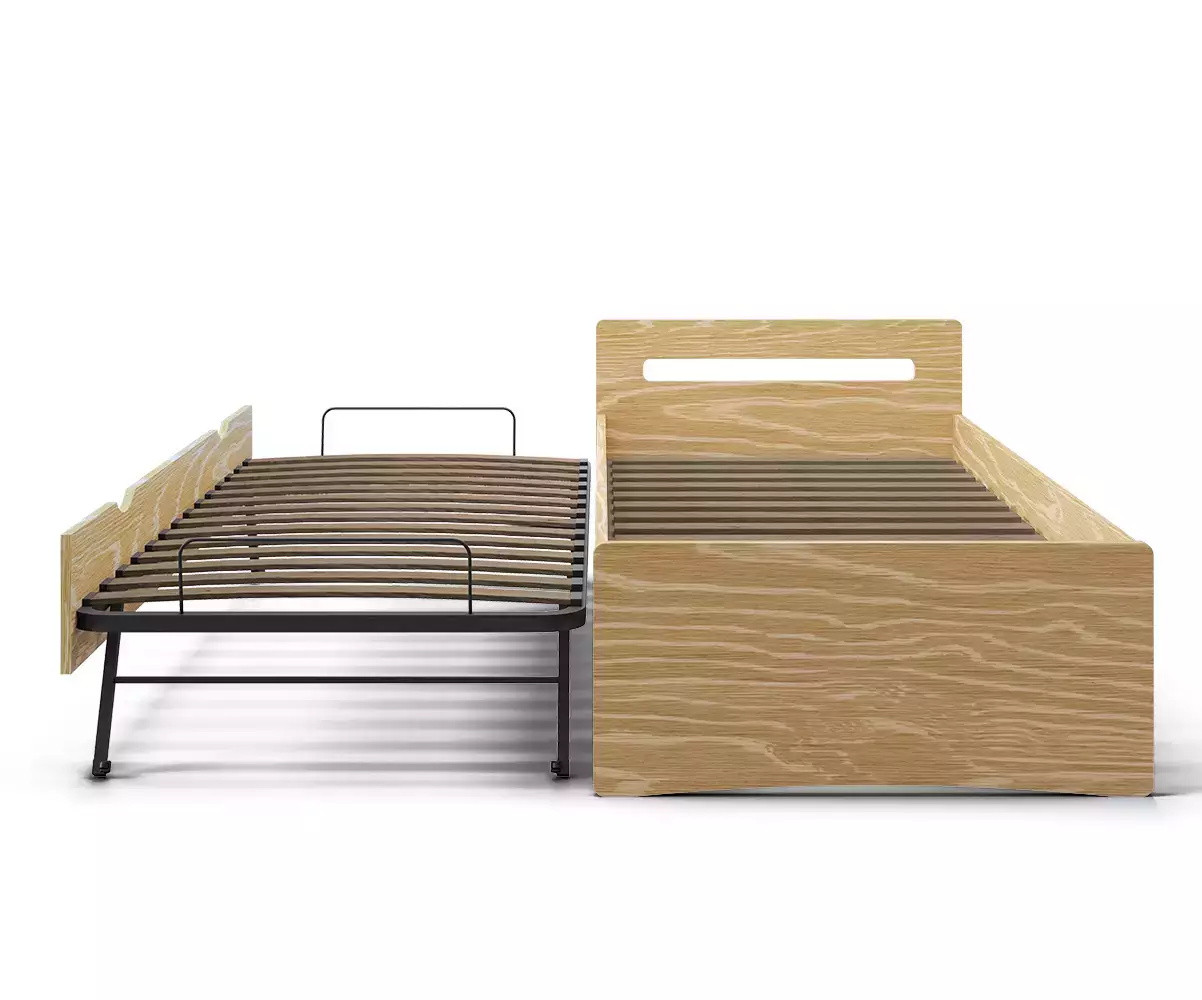 2 couchages bois même hauteur