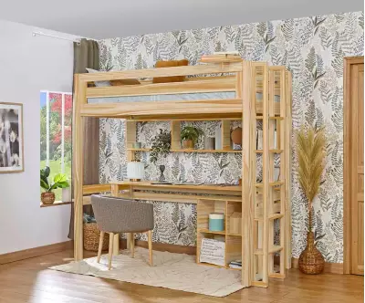Lit mezzanine Adam en bois naturel
