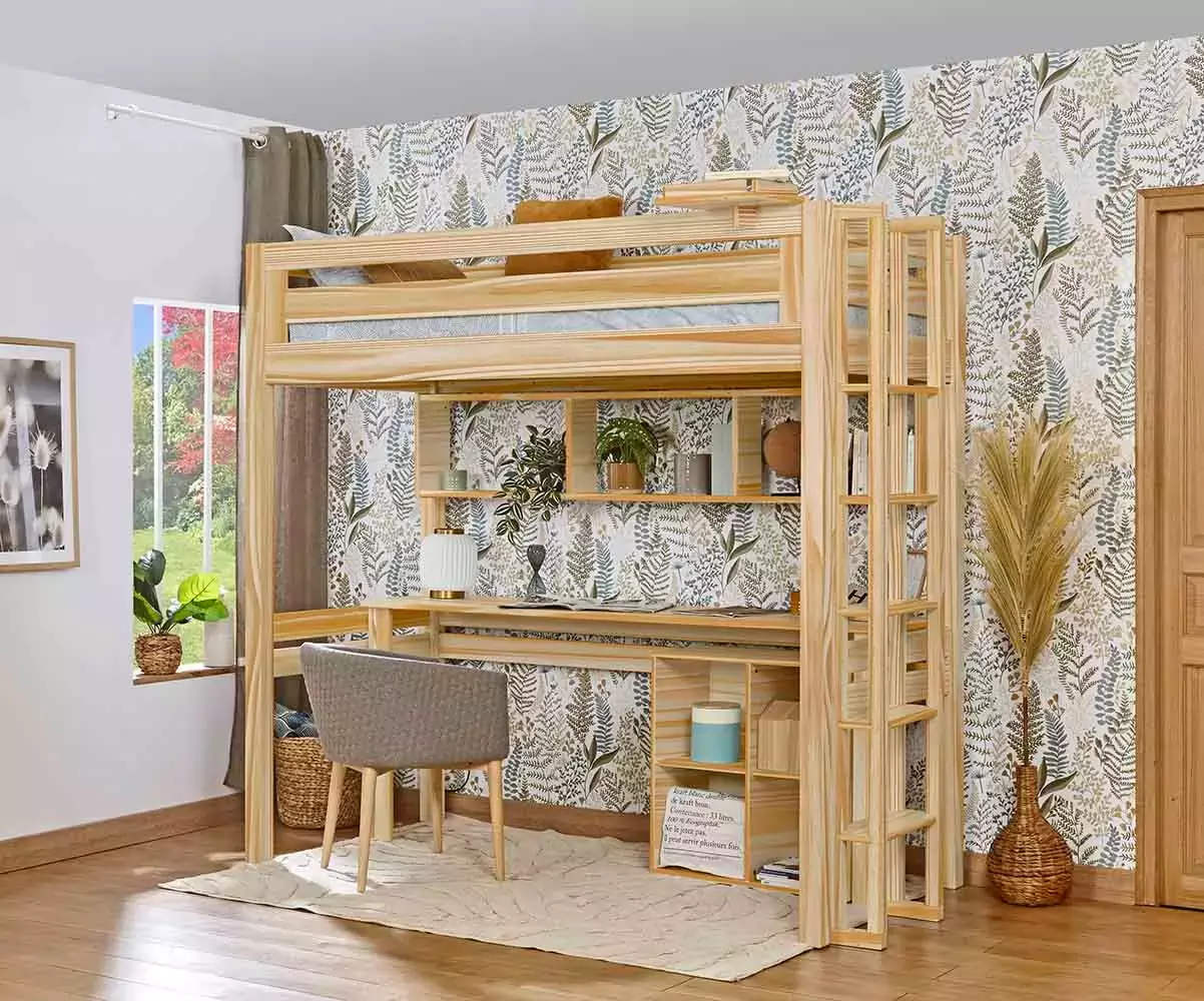 Lit mezzanine Adam en bois naturel Lit mezzanine Adam en bois naturel