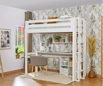 Lit mezzanine Adam avec bureau blanc