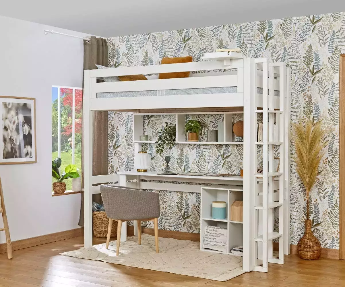 Lit mezzanine Adam avec bureau blanc Lit mezzanine Adam avec bureau blanc