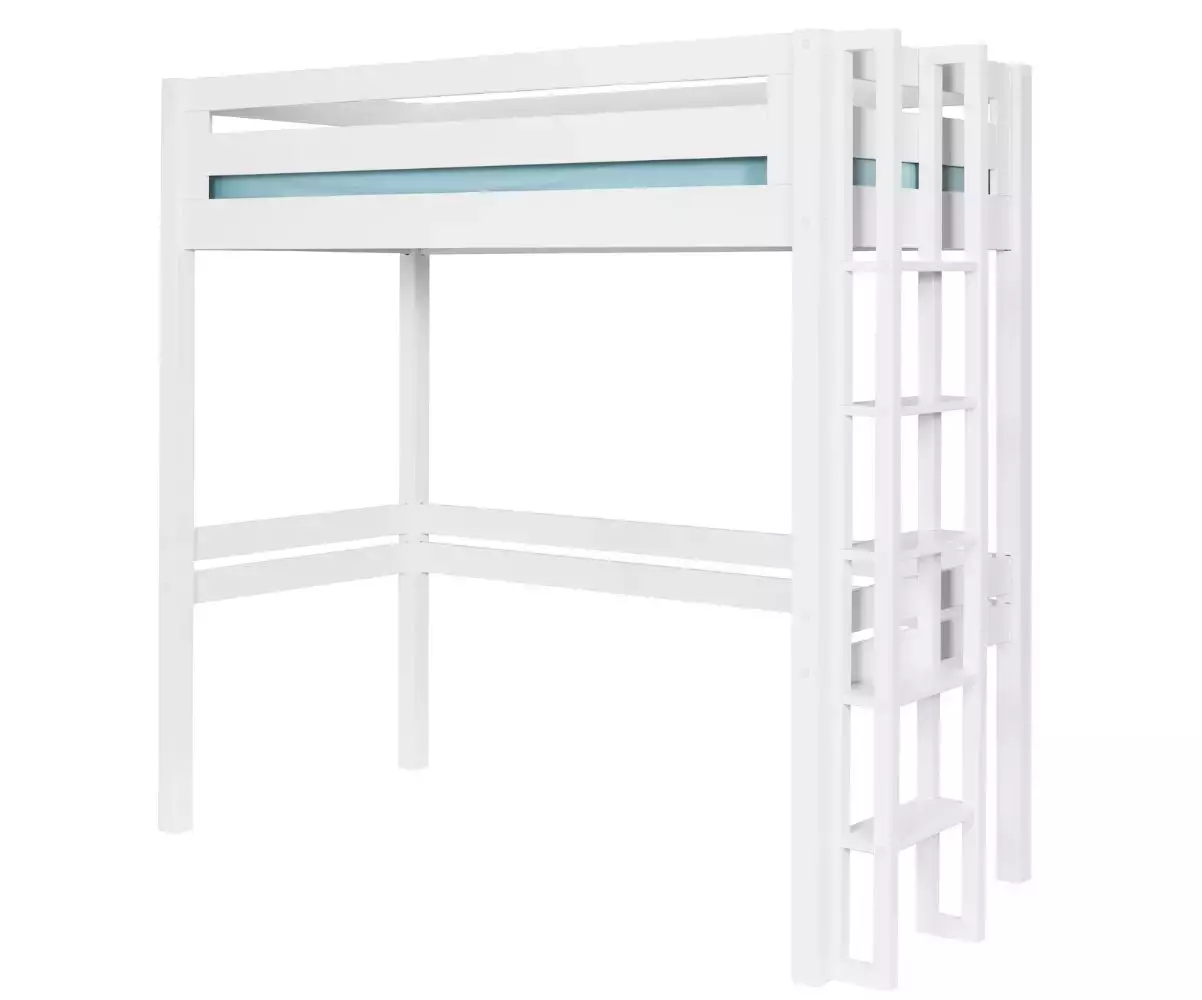 Lit mezzanine Adam avec bureau blanc échelle petit côté Lit mezzanine Adam avec bureau blanc échelle petit côté