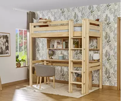 Lit mezzanine Adam avec bureau bois