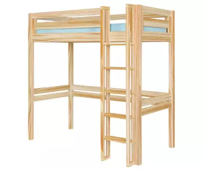 Lit mezzanine Adam avec bureau bois vue de 3/4