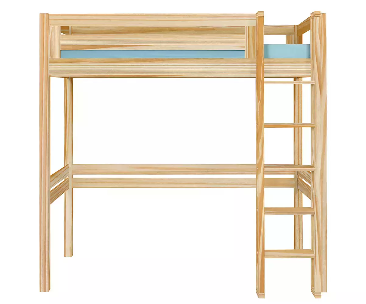 Lit mezzanine Adam avec bureau bois échelle à droite Lit mezzanine Adam avec bureau bois échelle à droite