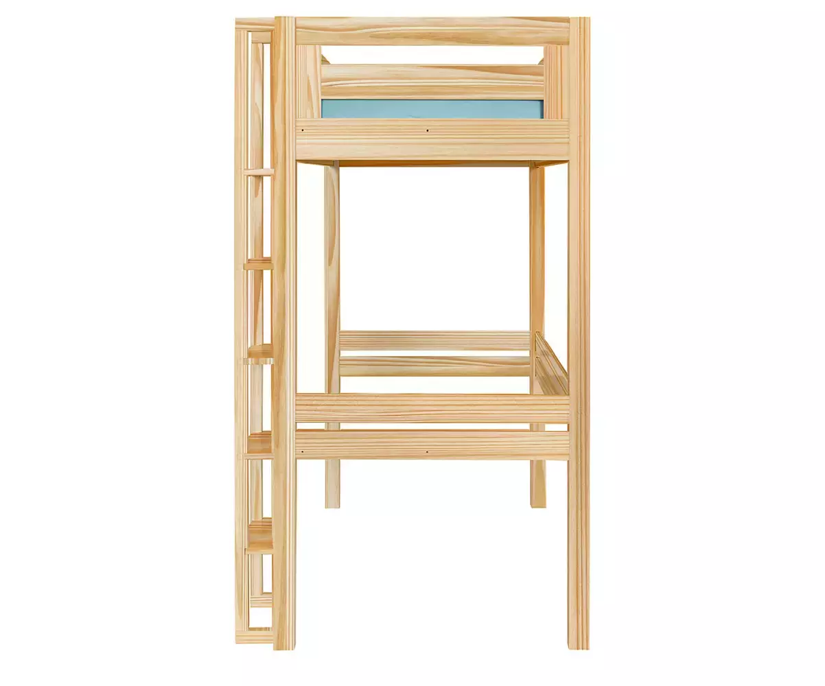 Lit mezzanine Adam avec bureau bois vue de côté Lit mezzanine Adam avec bureau bois vue de côté
