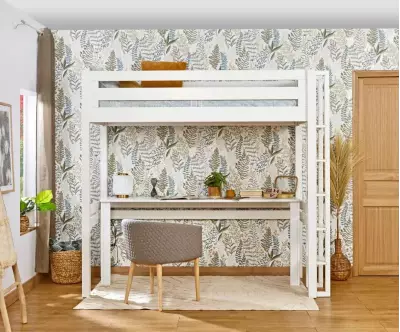 Lit mezzanine Adam blanc avec bureau