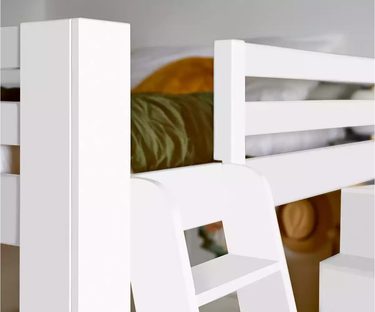 Gros plan sur lit mezzanine Palomar finition blanche Gros plan sur lit mezzanine Palomar finition blanche