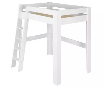 Lit mezzanine avec échelle et sommier parquet Paros blanc