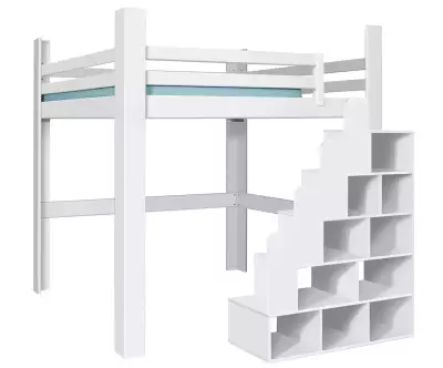 Lit mezzanine Palomar en blanc version basse
