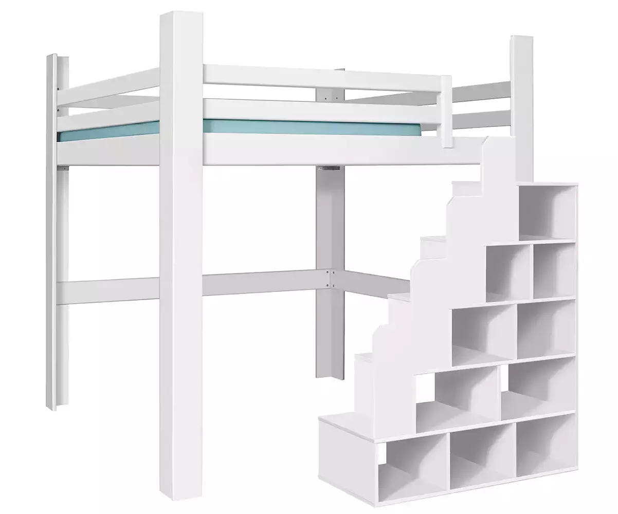 Lit mezzanine Palomar en blanc version basse Lit mezzanine Palomar en blanc version basse
