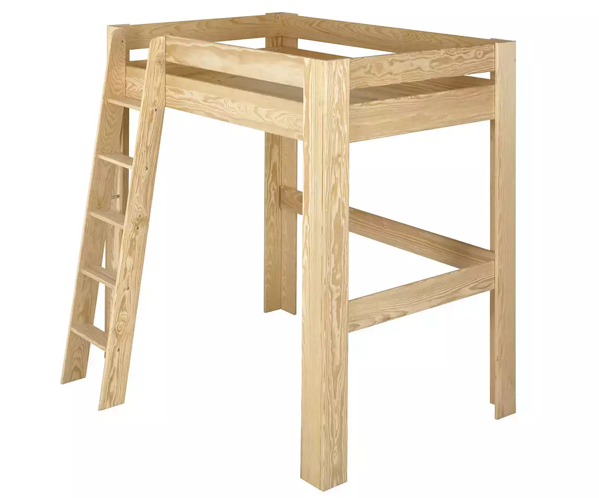 Lit mezzanine avec échelle et sommier parquet Paros bois naturel Lit mezzanine avec échelle et sommier parquet Paros bois naturel