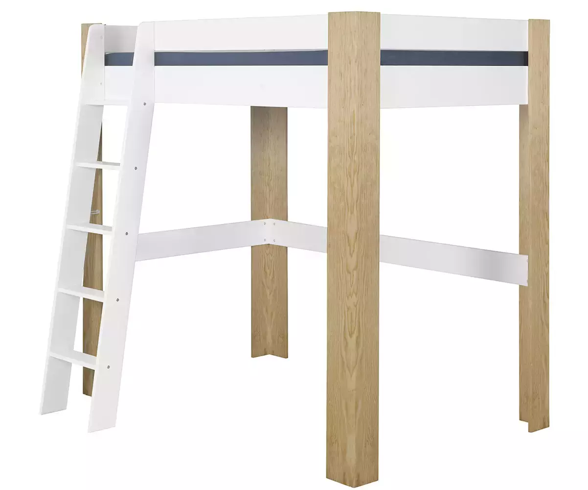 Lit mezzanine avec échelle Paros blanc et bois Lit mezzanine avec échelle Paros blanc et bois