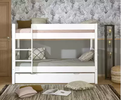 Lit superposé Écrin en bois massif blanc