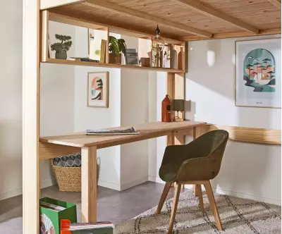 Bureau bois sous le lit mezzanine Palomar