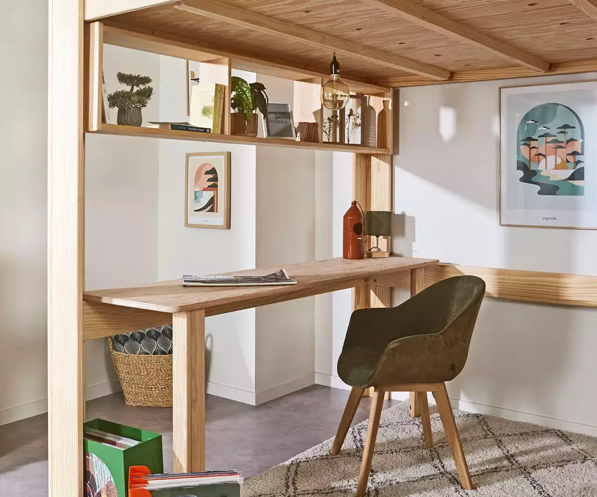 Bureau bois sous le lit mezzanine Palomar Bureau bois sous le lit mezzanine Palomar
