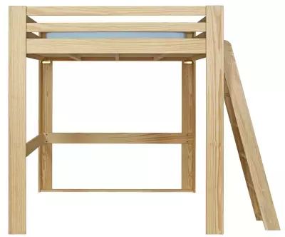 Lit mezzanine bois 200x200 de côté avec échelle à droite