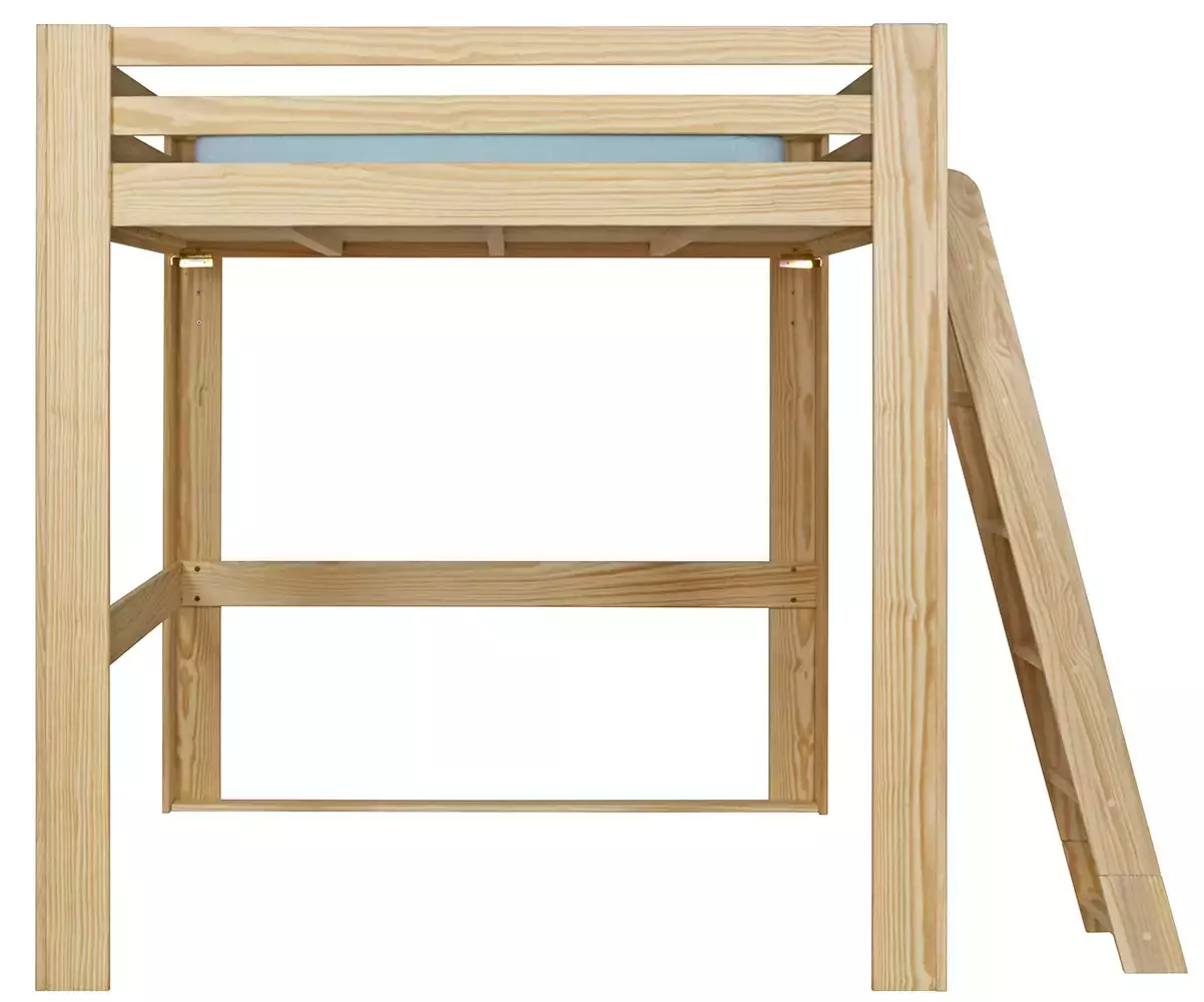 Lit mezzanine bois 200x200 de côté avec échelle à droite Lit mezzanine bois 200x200 de côté avec échelle à droite