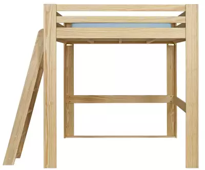 Lit mezzanine bois 200x200 de côté avec échelle à gauche