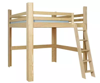 Lit mezzanine bois 200x200 en version basse