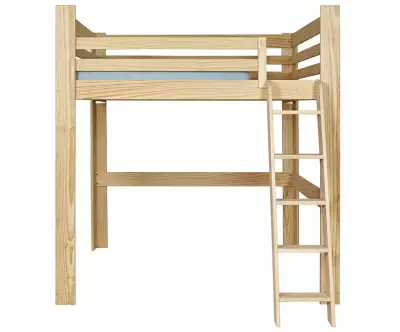 Lit mezzanine bois 200x200 en version basse avec lot de 3 gardes du corps en option